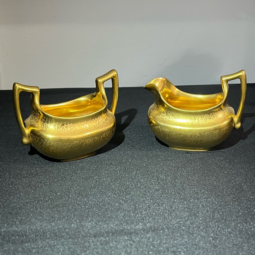 Vintage art deco Pickard China Bavaria creamer & sugar hand painted